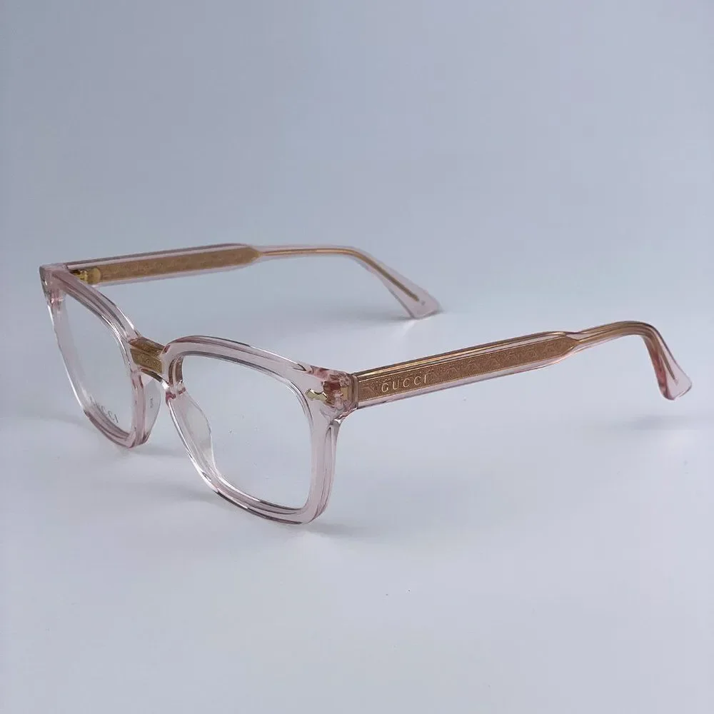 Gucci GG0184O 013 BRAND NEW Eyeglasses Transparent Pink Square Unisex